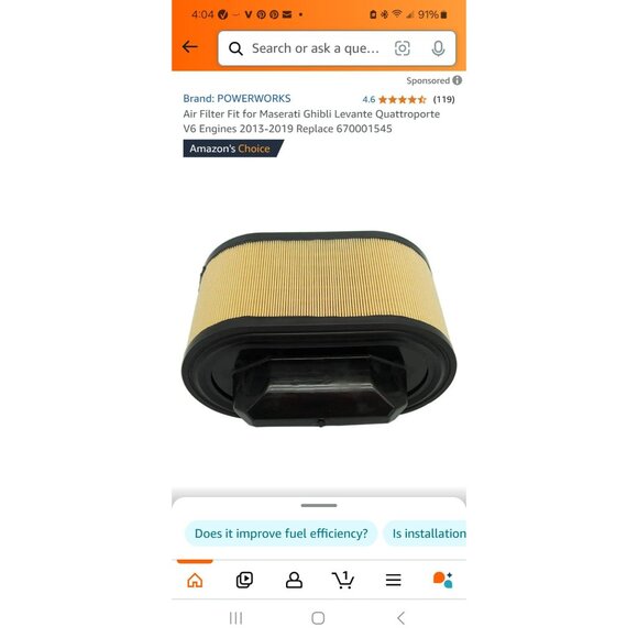 Powerworks Air Filter For Maserati Ghibli Levante Quattroporte V6 Engines 2013-2 - Picture 5 of 10